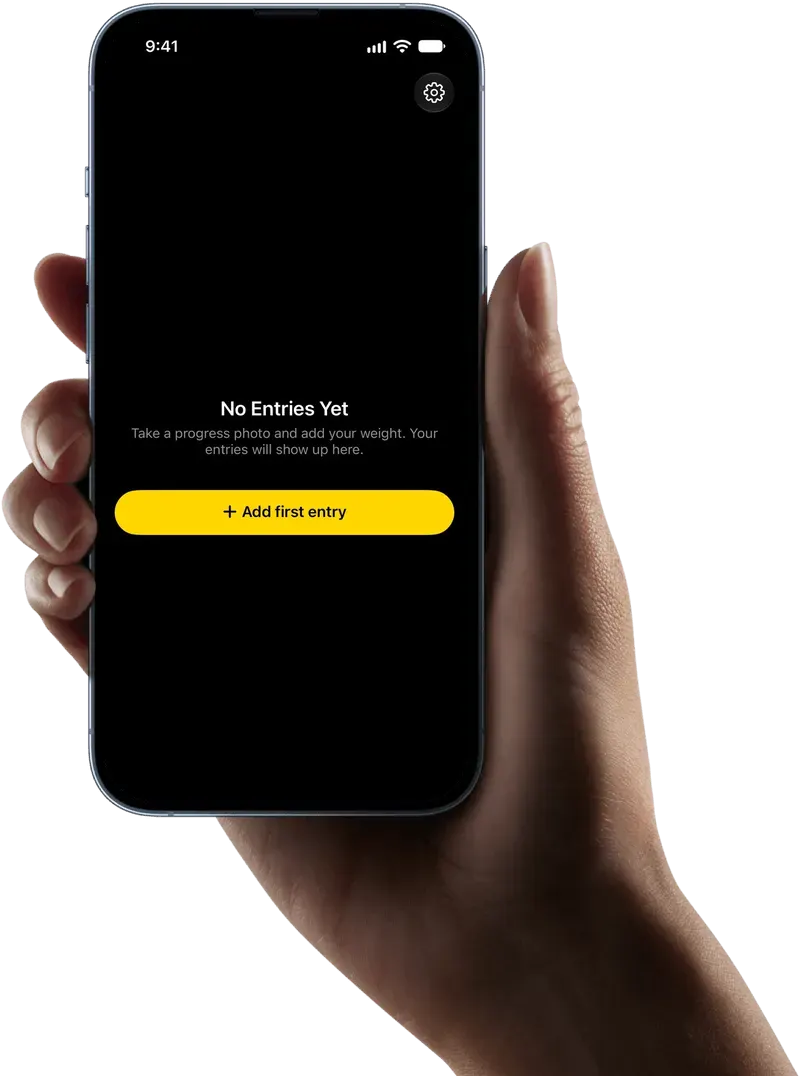 Shapen’s first screen on iPhone, before any entries, with a button to add the first one